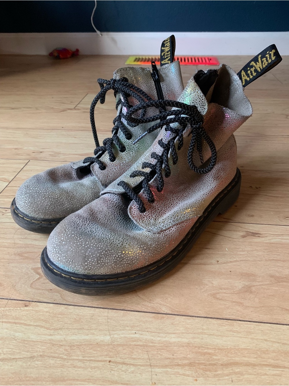 Dr. Martens Women's Iridescent Glitter Lace-Up Boots - Rainbow White